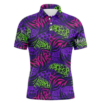 Custom Golf Polo Shirt Purple Tropical Custom Name Gift Men's Polo Shirt S-5XL