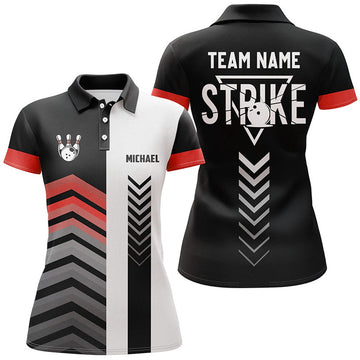 Custom Retro Bowling Shirt with Ball and Pins Women's Polo Shirts S-5XL