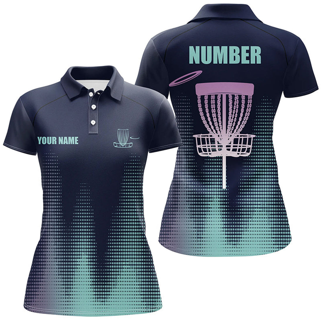 Custom Blue Gradient Disc Golf Clothes and Team Uniforms Women's Polo Shirts S-5XL