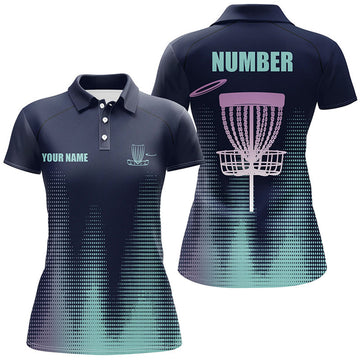 Custom Blue Gradient Disc Golf Clothes and Team Uniforms Women's Polo Shirts S-5XL