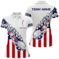 Custom Name American Flag Golf Shirt Patriot Gift White Women's Polo Shirts S-5XL