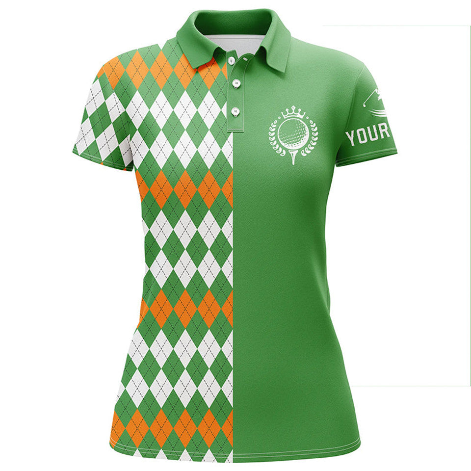 Custom Green Argyle St Patricks Golf Shirt Unique Golf Gifts Womens Polo Shirts S-5XL