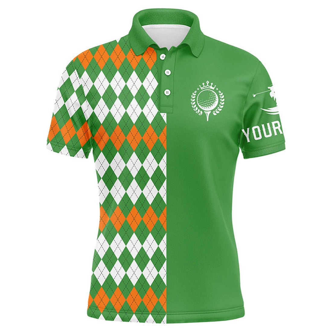 Custom Golf Shirt St Patrick's Day Argyle Plaid Gift Men's Polo Shirt S-5XL
