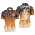 Custom Name Orange Camo Disc Golf Basket Apparel Gift Men's Polo Shirt S-5XL