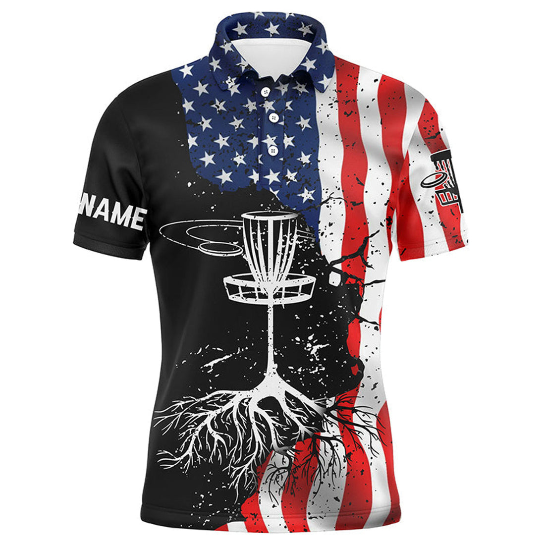 Custom Vintage American Flag Disc Golf Apparel Gift Men's Polo Shirt S-5XL