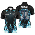 Custom Icy Blue Black Disc Golf Jerseys Frisbee Golf Men's Polo Shirt S-5XL