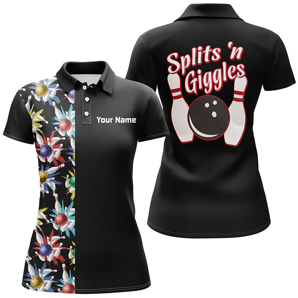 Custom Splits'n Giggles Vintage Bowling Shirt Personalized Women's Polo Shirts S-5XL