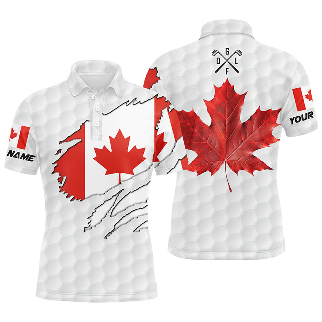 Personalized Canadian Flag Golf Shirt Gift Men's Polo Shirt S-5XL