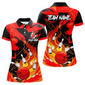 Custom Eagle Flame Bowling Shirts Red Team Women's Polo Shirts S-5XL