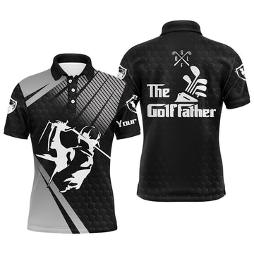 Personalized Golf Father's Custom Name Black Apparel Gift Men's Polo Shirt