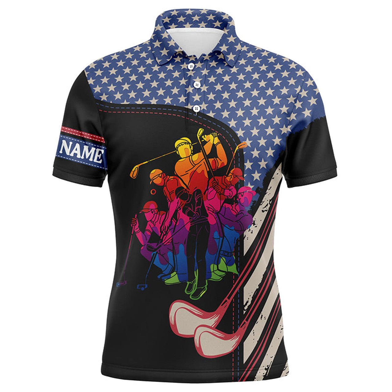 Custom Golf American Flag Polo Shirt Personalized Gift Men's Polo Shirt S-5XL