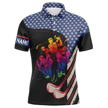 Custom Golf American Flag Polo Shirt Personalized Gift Men's Polo Shirt S-5XL