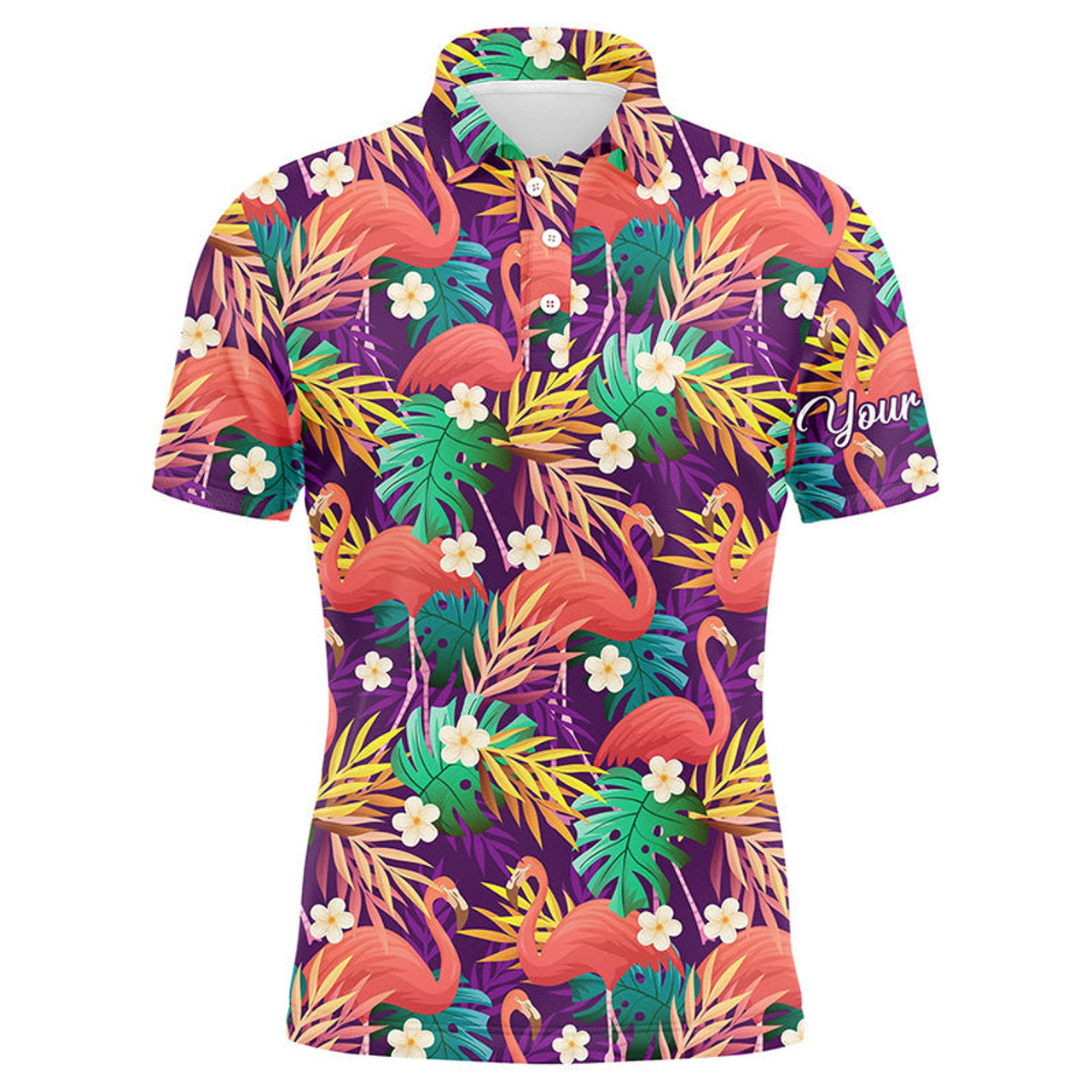 Custom Golf Flamingo Tropical Leaves Gift For Golf Lovers Men's Polo Shirt S-5XL