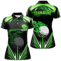 Custom Green Lightning Golf Shirt Black Golf Attire Women's Polo Shirts S-5XL