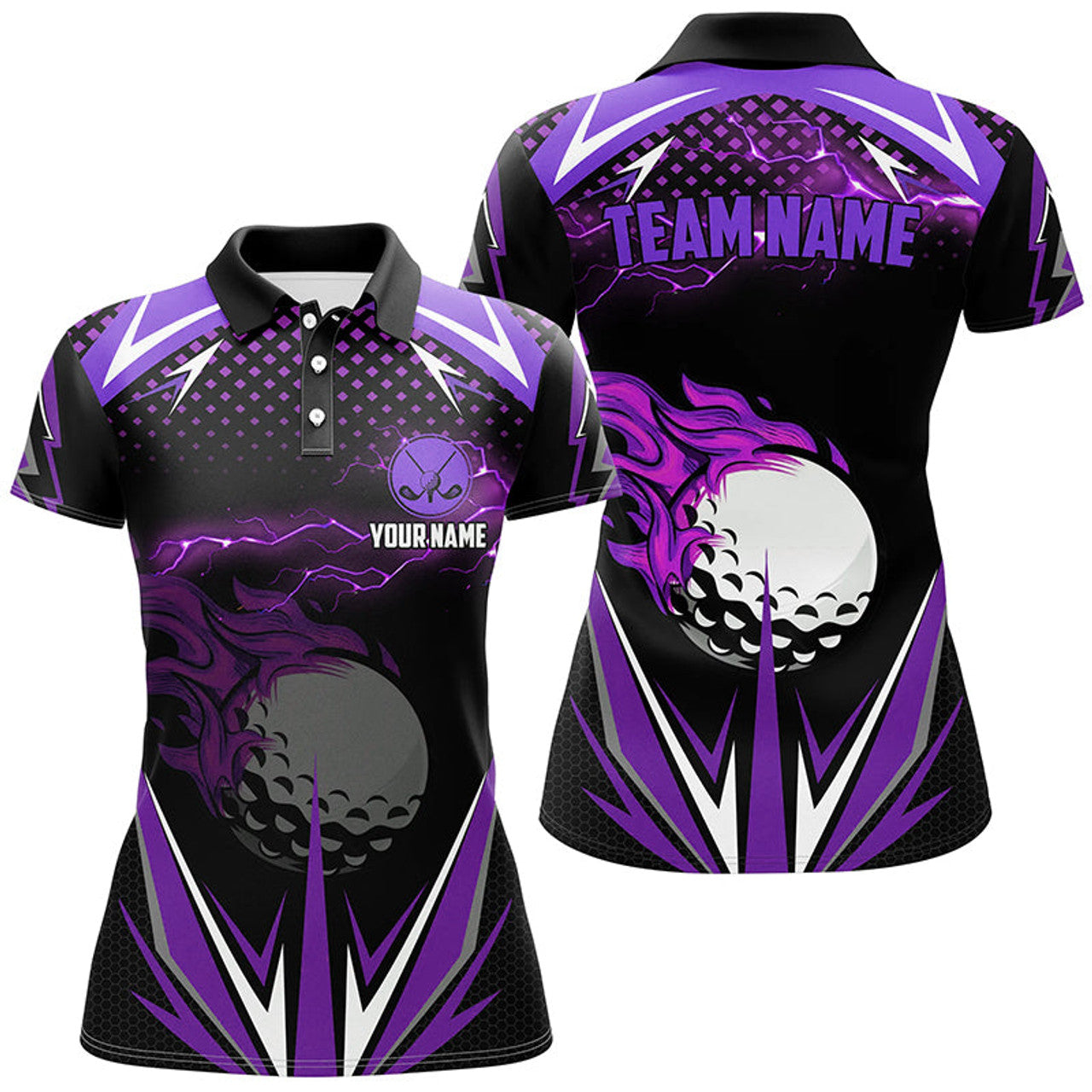 Custom Fire Lightning Team Golf Attire For Ladies Women's Polo Shirts S-5XL