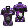Custom Name Black Purple Fire Lightning Golf Jersey Men's Polo Shirt S-5XL