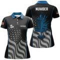 Custom Blue Black American Flag Disc Golf with Women's Polo Shirts S-5XL