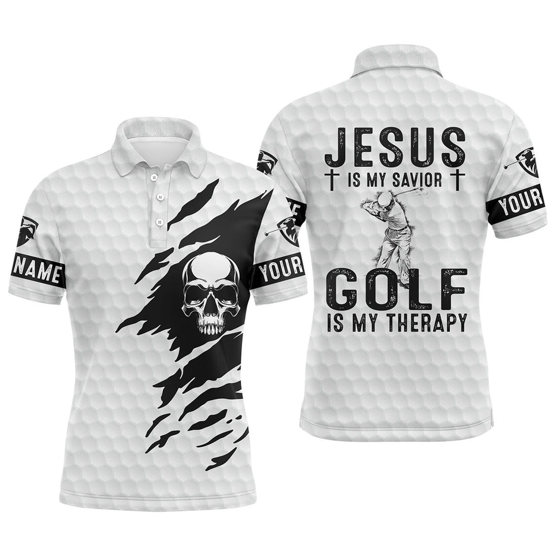 Custom Golf Polo Personalized White Skull Gift For Men Men's Polo Shirt S-5XL