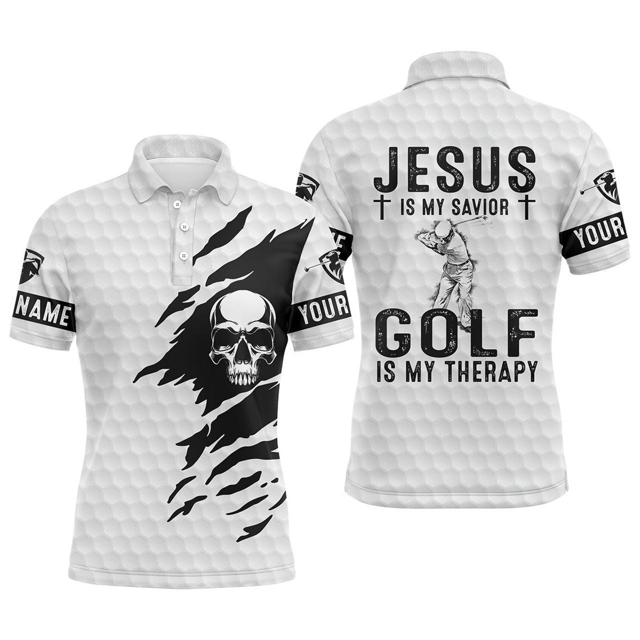 Custom Golf Polo Personalized White Skull Gift For Men Men's Polo Shirt S-5XL