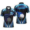 Custom Black Golf Polo Shirt Blue Lightning Men's Polo Shirt S-5XL