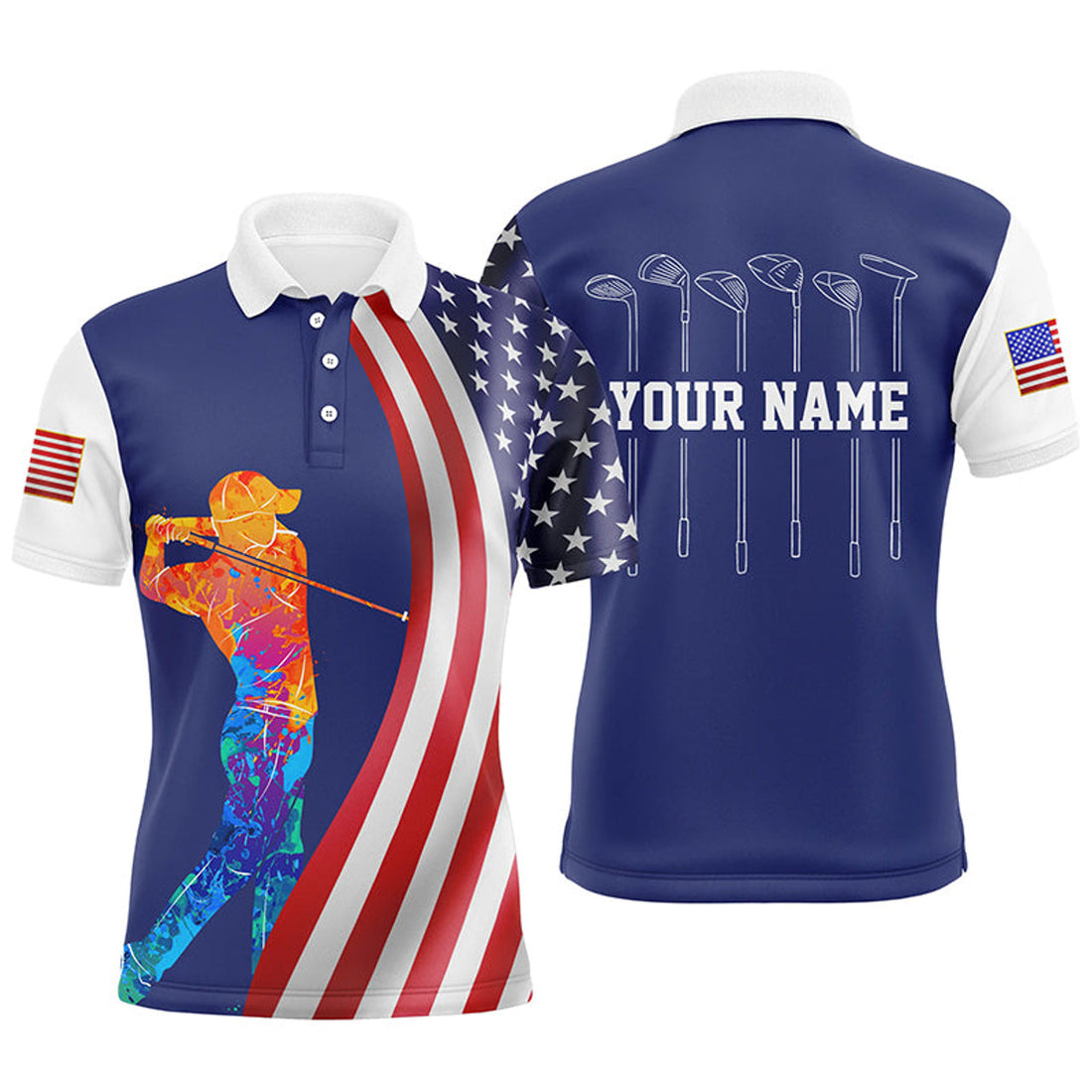 Custom American Flag Golf Polo Shirt for Men Men's Polo Shirt S-5XL