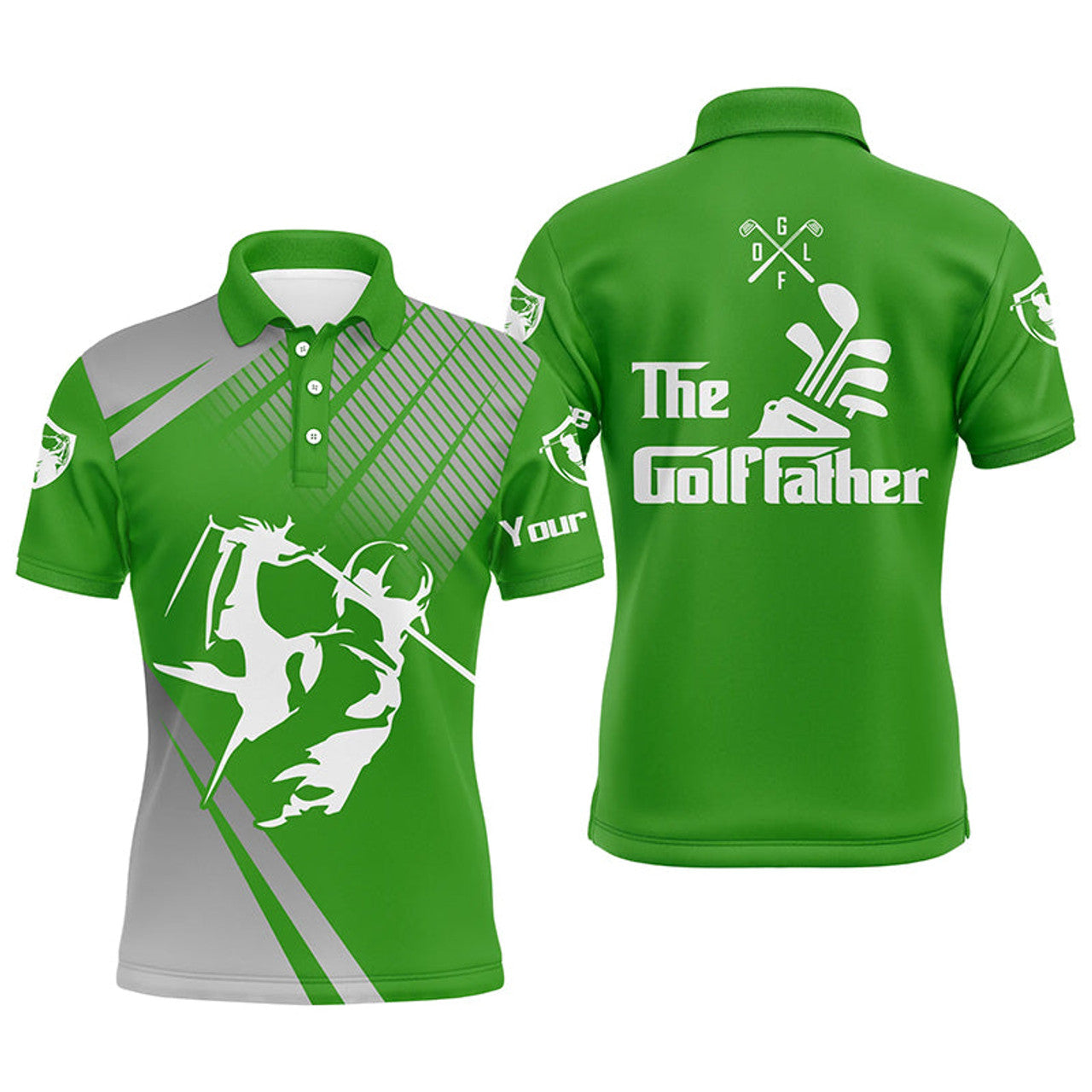 Personalized Golf Father Polo Shirt for Men Green Golf Men's Polo Shirt S-5XL