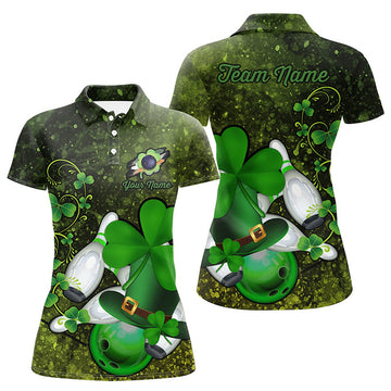 Custom Green Shamrock Bowling Shirt Team Women's Polo Shirts S-5XL