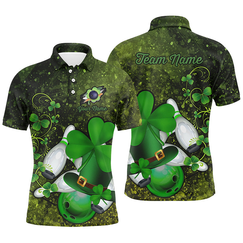 Green grunge shamrock St Patrick Day team Men's Polo shirt Size S-5XL