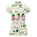 Custom Womens St Patricks Day Flamingo Golf Unique Design Women's Polo Shirts S-5XL