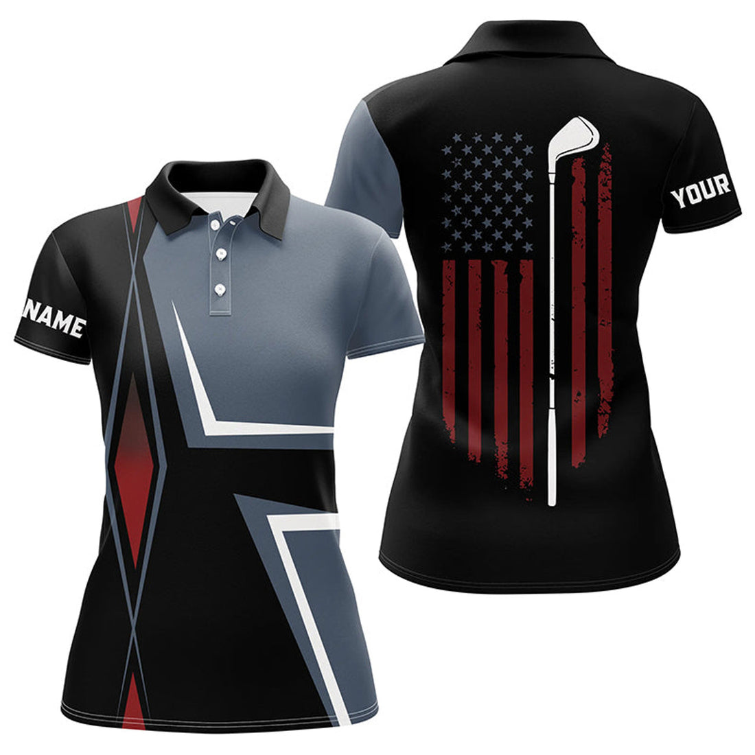 Custom American Flag Golf Golf Club Outfit Women's Polo Shirts S-5XL