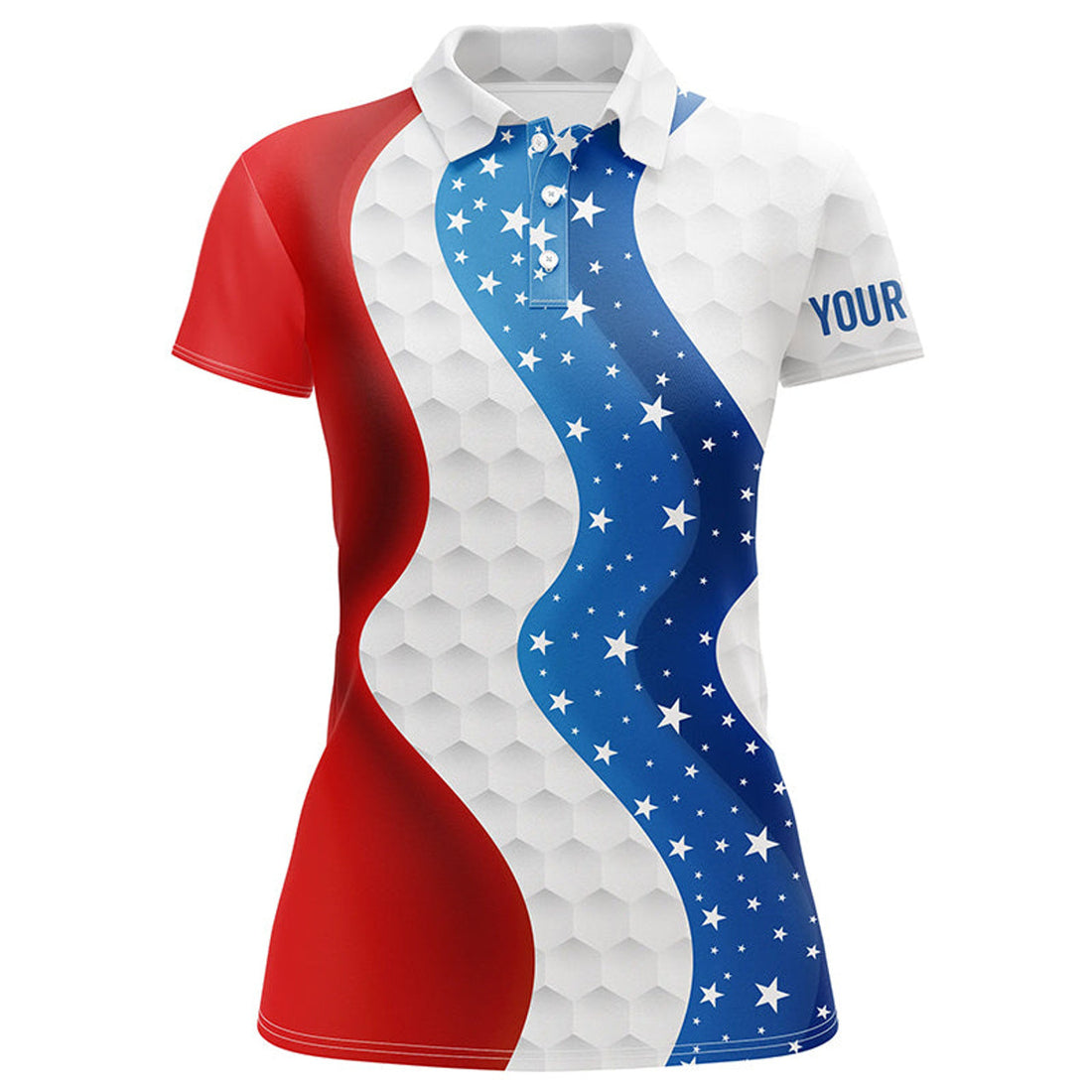 Custom Red White Blue American Flag Golf Shirt Cool Gift Women's Polo Shirts S-5XL