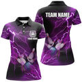 Custom Purple Lightning Thunder Bowling Gift for Bowlers Women's Polo Shirts S-5XL