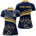 Custom Gold Bowling Shirts Personalized Team Bowl Design Women's Polo Shirts S-5XL