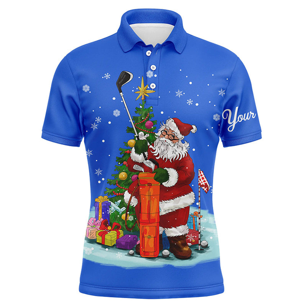Christmas Golf Shirt Custom Name Santa Golfer Gift Men's Polo Shirt S-5XL