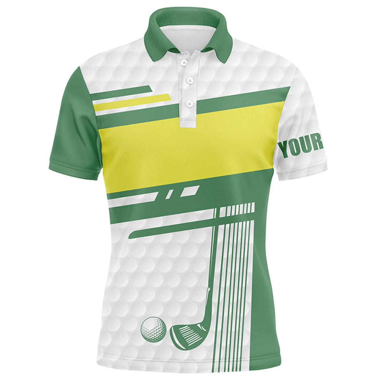 Custom Men's Golf Polo Shirt White Green Yellow Best Wear Men's Polo Shirt S-5XL