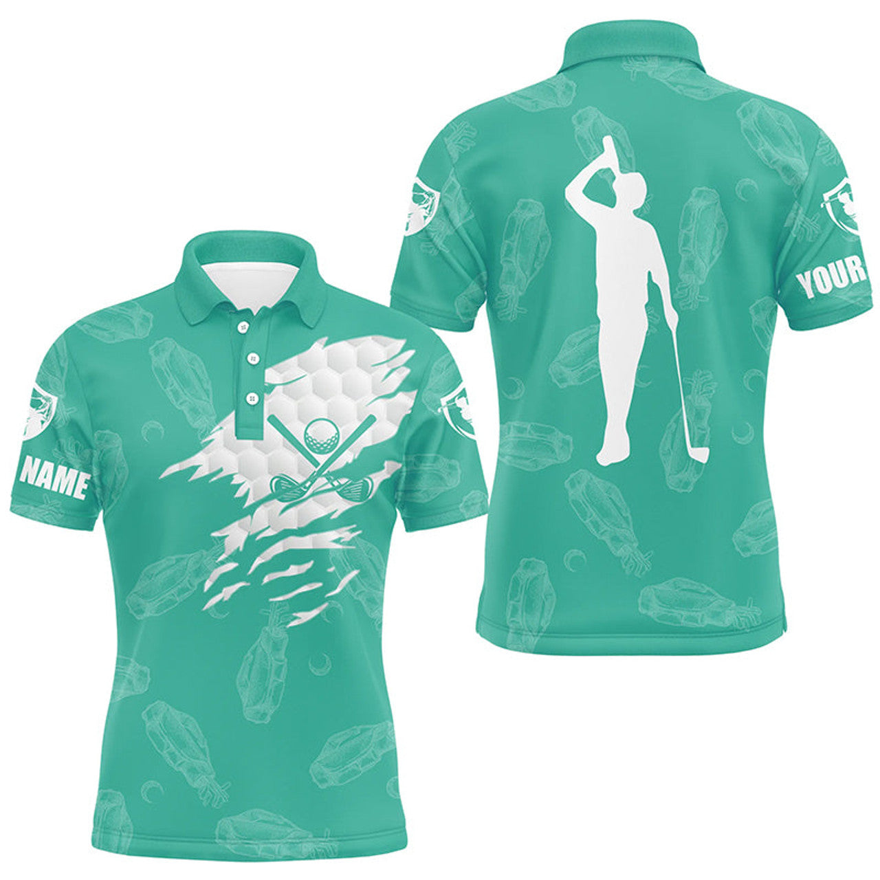 Custom Mens Golf Polo Shirt Turquoise Men's Polo Shirt S-5XL