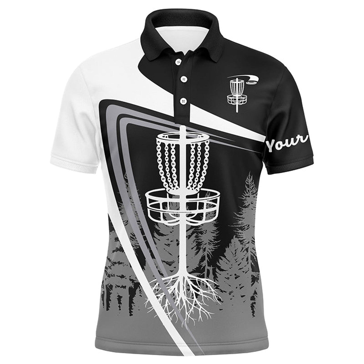 Personalized Disc Golf Shirt Custom Name Black Basket Men's Polo Shirt S-5XL