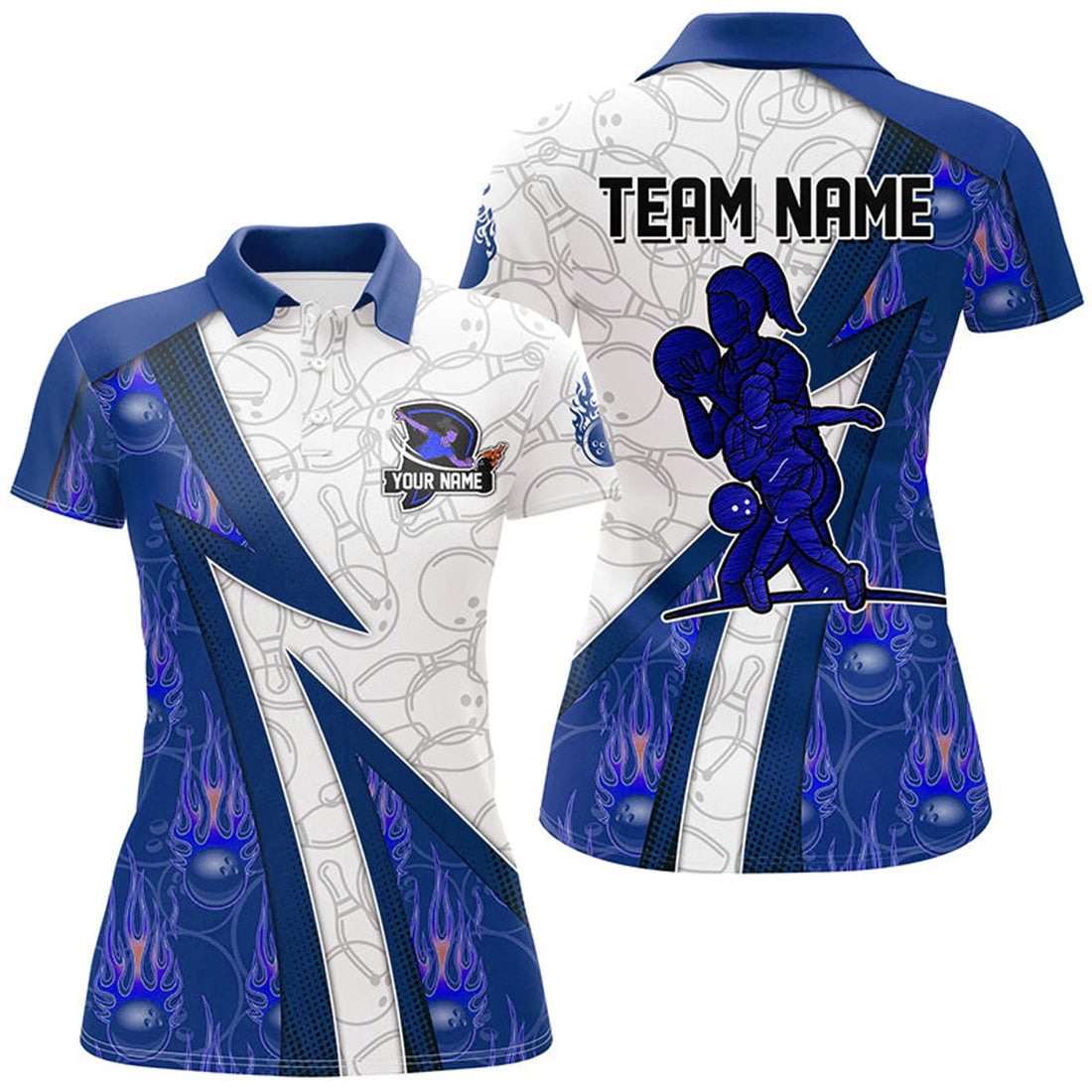 Custom US Flag 3D 9 Ball Pool Black Billiard Style Women's Polo Shirts S-5XL
