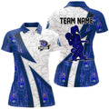 Custom Bowling Polo Women Blue Flame Camo Women 3D Polo Shirt Size S-5XL