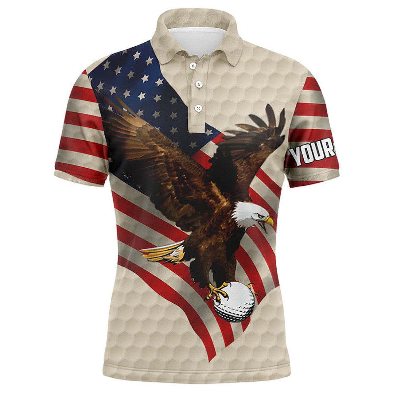 Vintage American Flag Eagle Custom Patriotic Golf Wear Men's Polo Shirt S-5XL