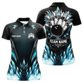 Custom Icy Blue Women Bowling Polo Shirt Black Team Gift Women's Polo Shirts S-5XL