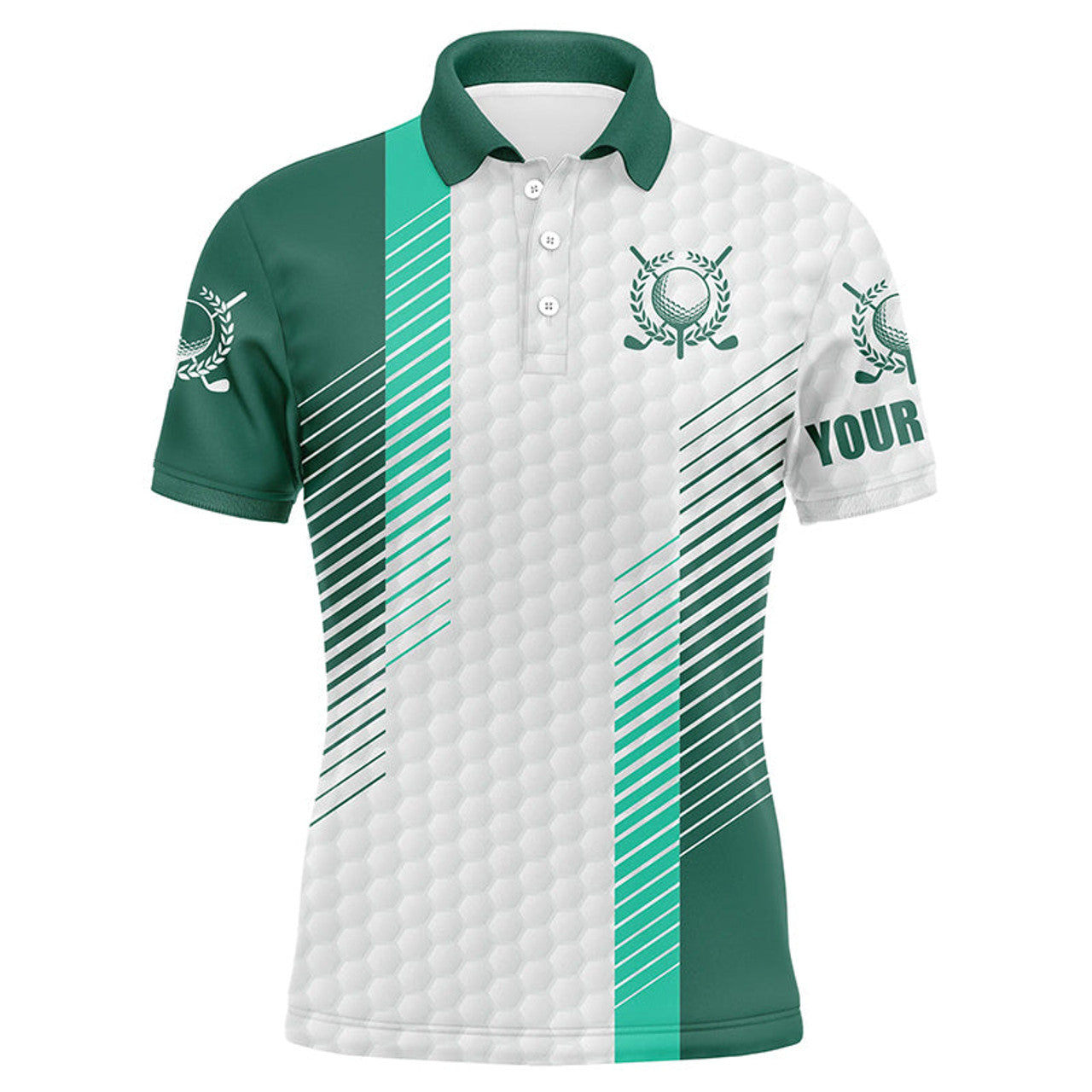 Custom Green and White Golf Shirt with Name Men's Polo Shirt S-5XL