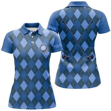 Custom Argyle Golf Polo Shirts with Name for Women Women's Polo Shirts S-5XL