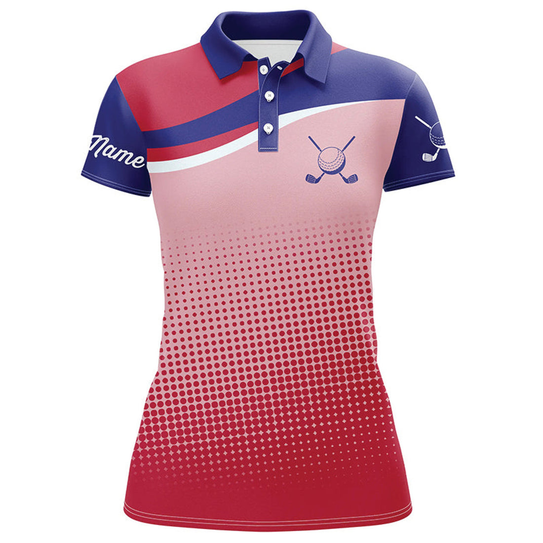 Custom Red Blue Golf Polo Shirts Sport Pattern Golf Gifts Women's Polo Shirts S-5XL