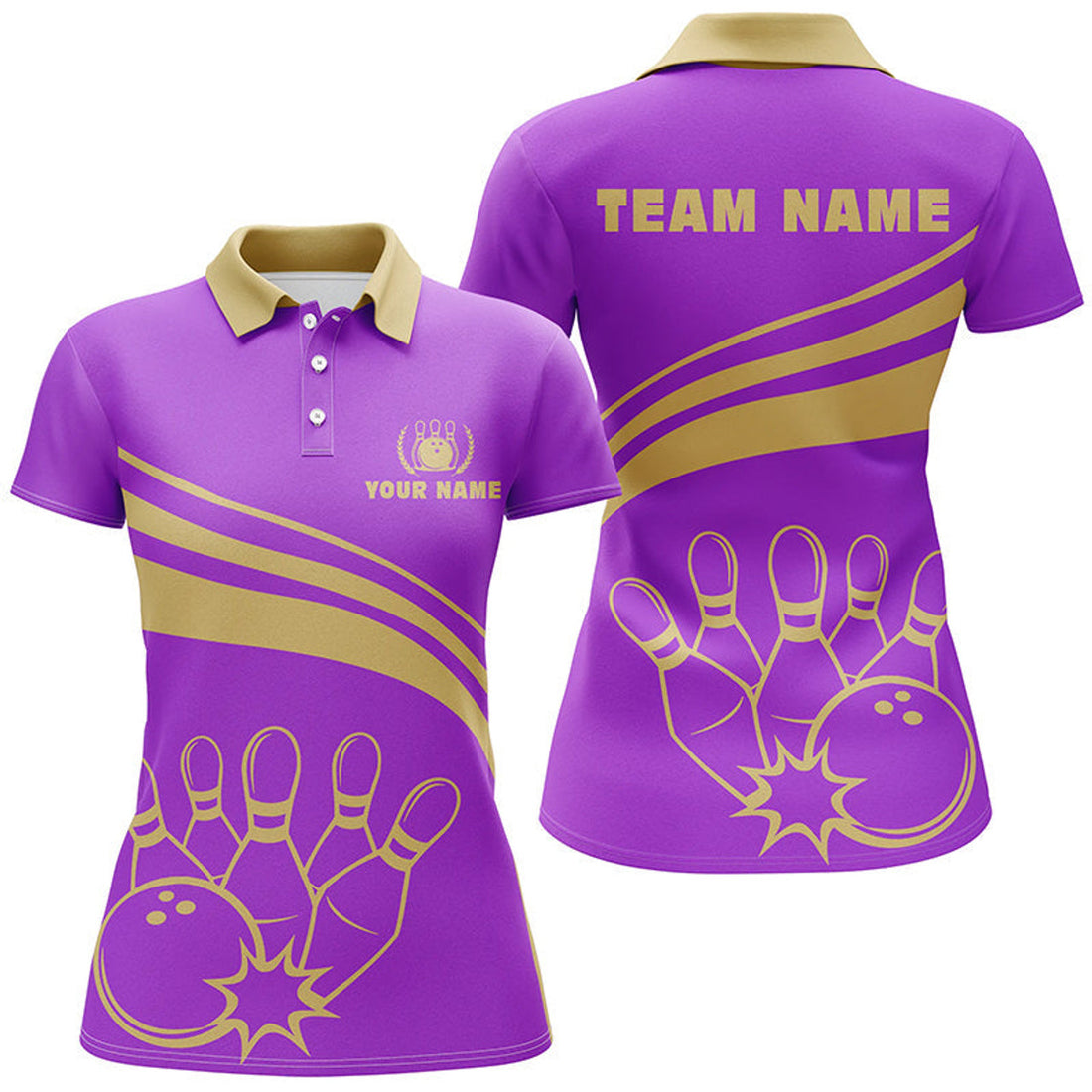 Custom Personalized Purple Bowling Shirts for Team Women's Polo Shirts S-5XL