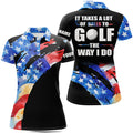 Custom American Flag Golf Shirt Balls Quote Black Women's Polo Shirts S-5XL