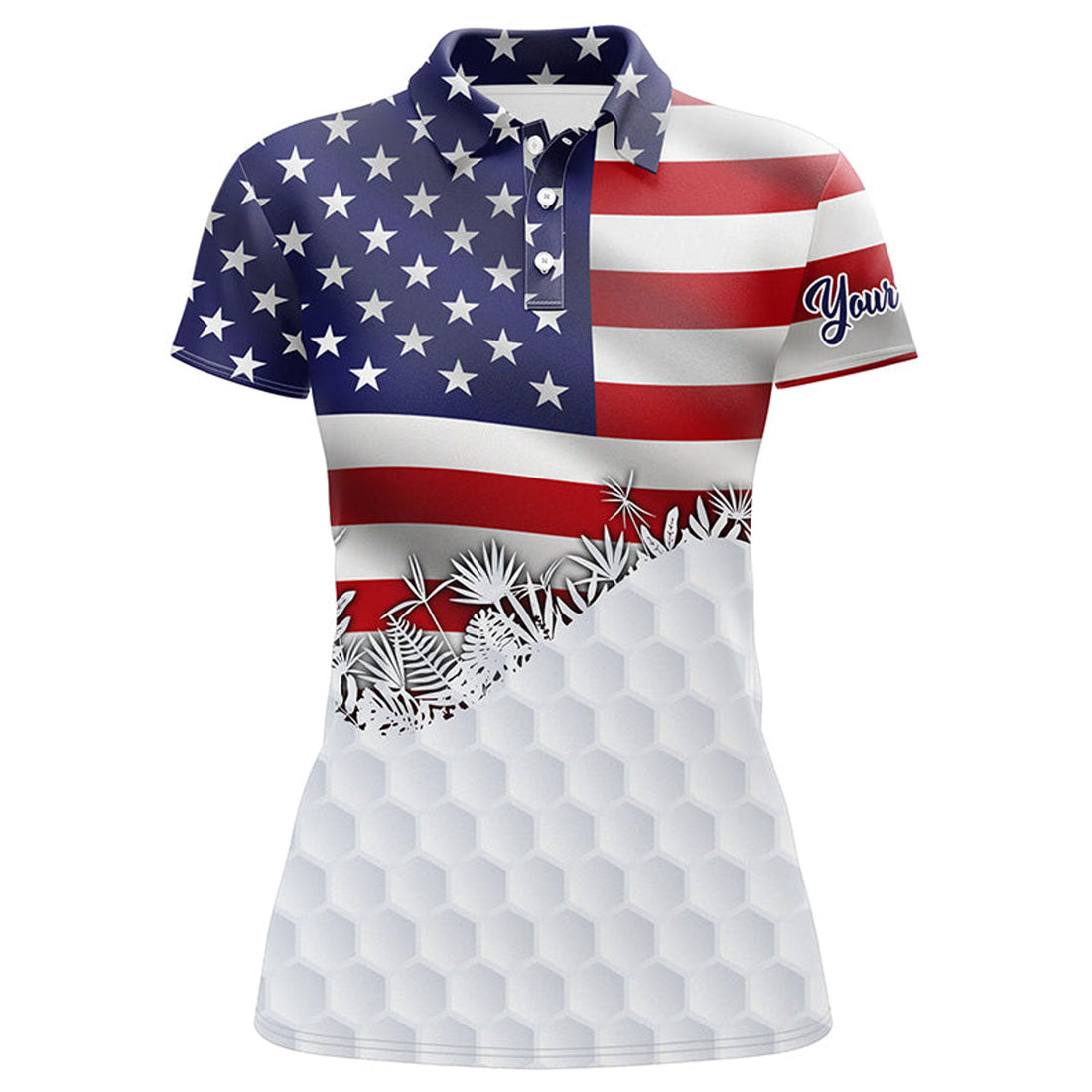 Custom American Flag Golf Ball Skin Patriotic Golf Attire Women's Polo Shirts S-5XL