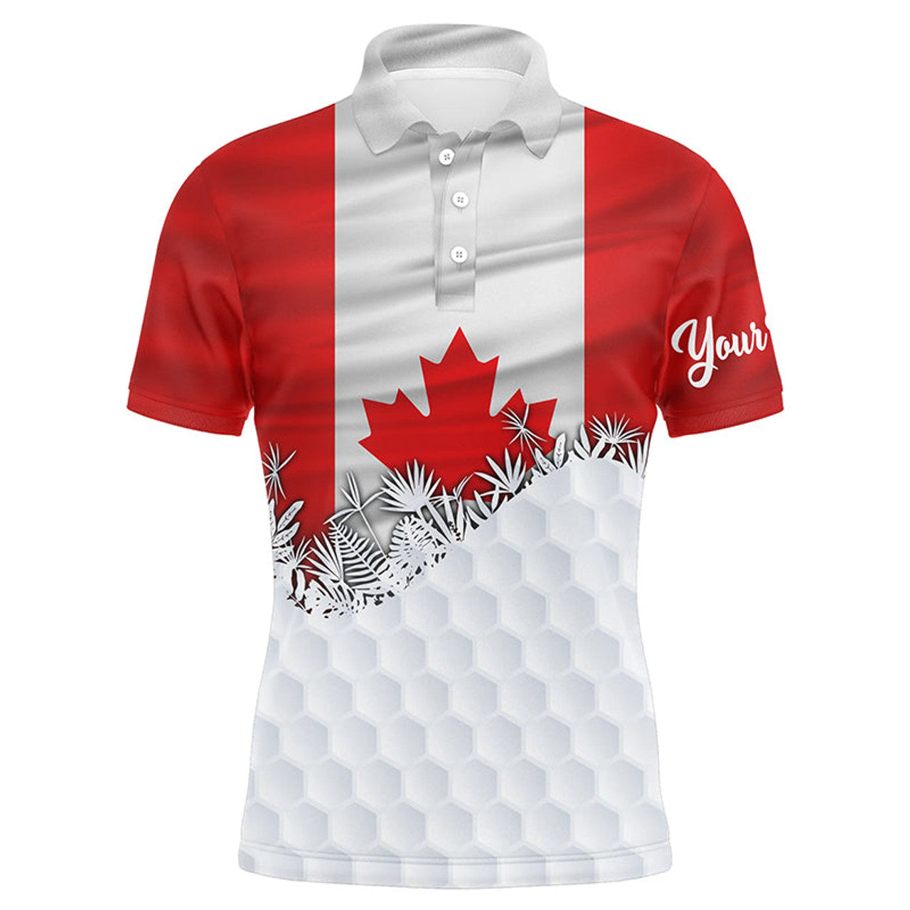 Canadian Flag Golf Ball Skin Patriotic Mens Polo Shirt S-5XL