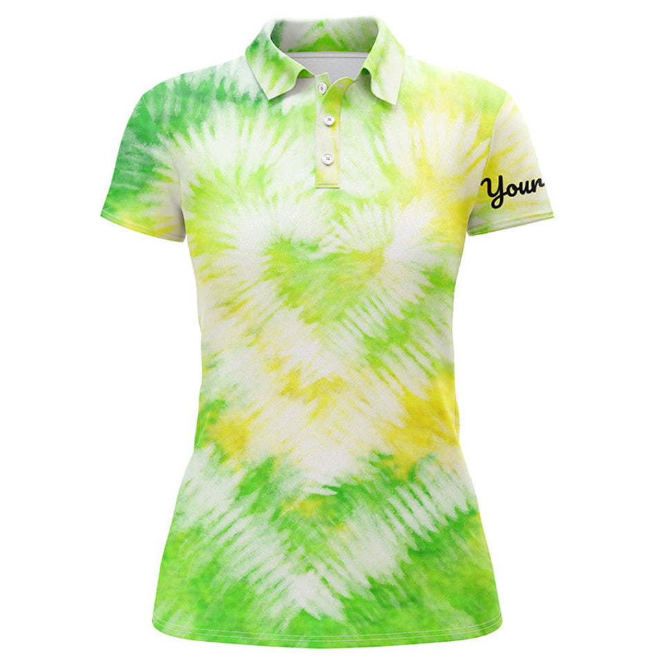 Custom Womens Green Tie Dye Golf Shirt Lady Golf Wear Women's Polo Shirts S-5XL