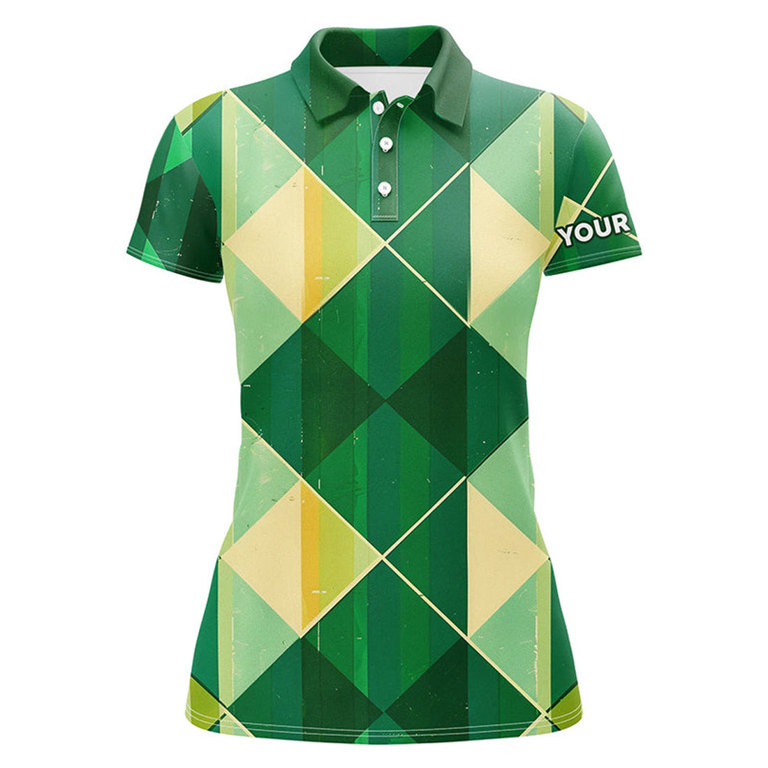 Custom Argyle Plaid Golf Shirt with Name for Her Women's Polo Shirts S-5XL